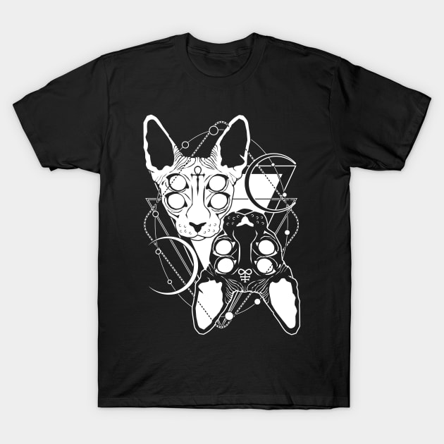 Sphynx cats with ankh and Leviathan cross symbols T-Shirt by alexanderkansas